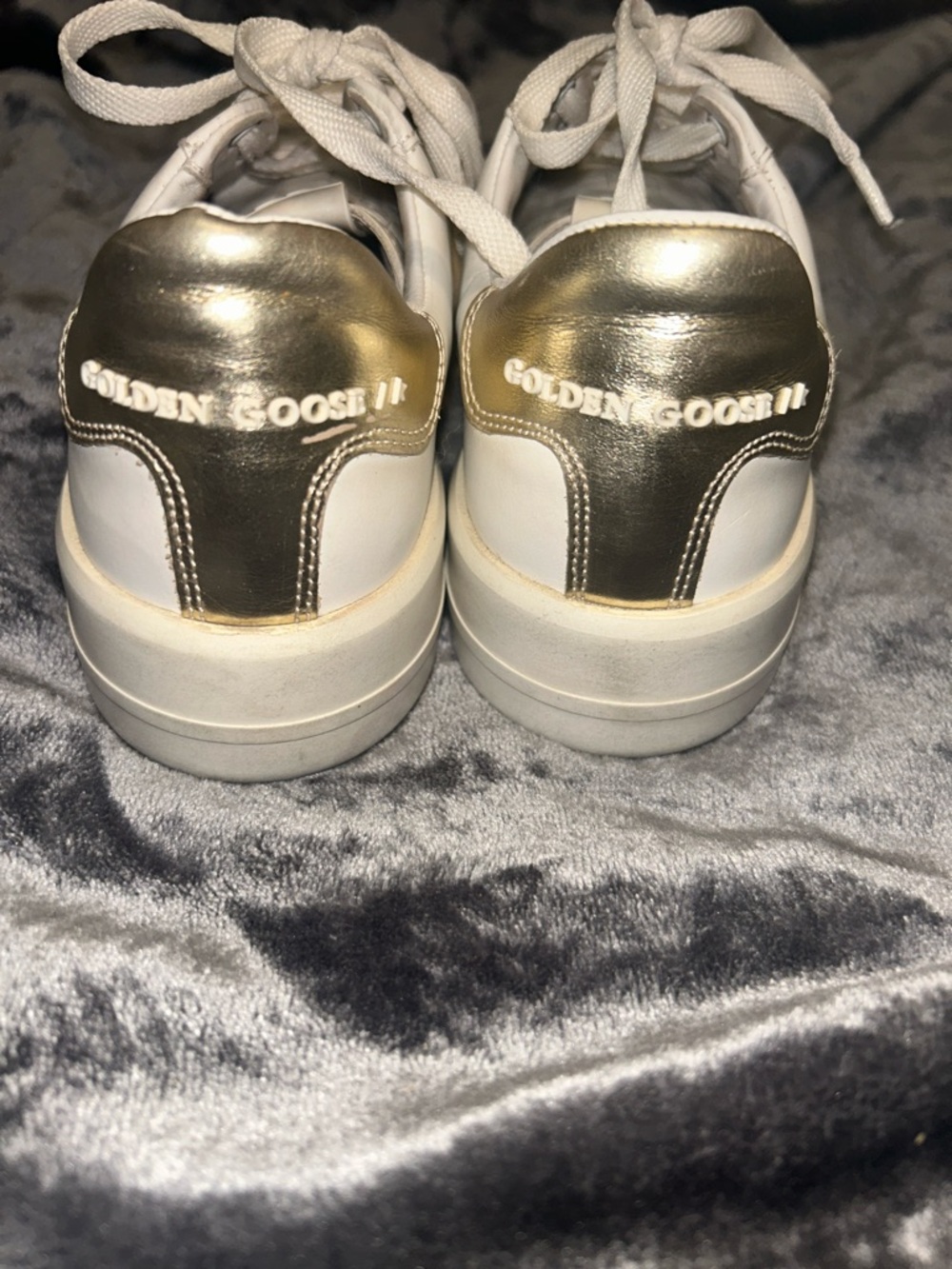 Golden Goose White Leather Pure-Star Sneaker with Gold Heel 37 - Picture 5 of 9
